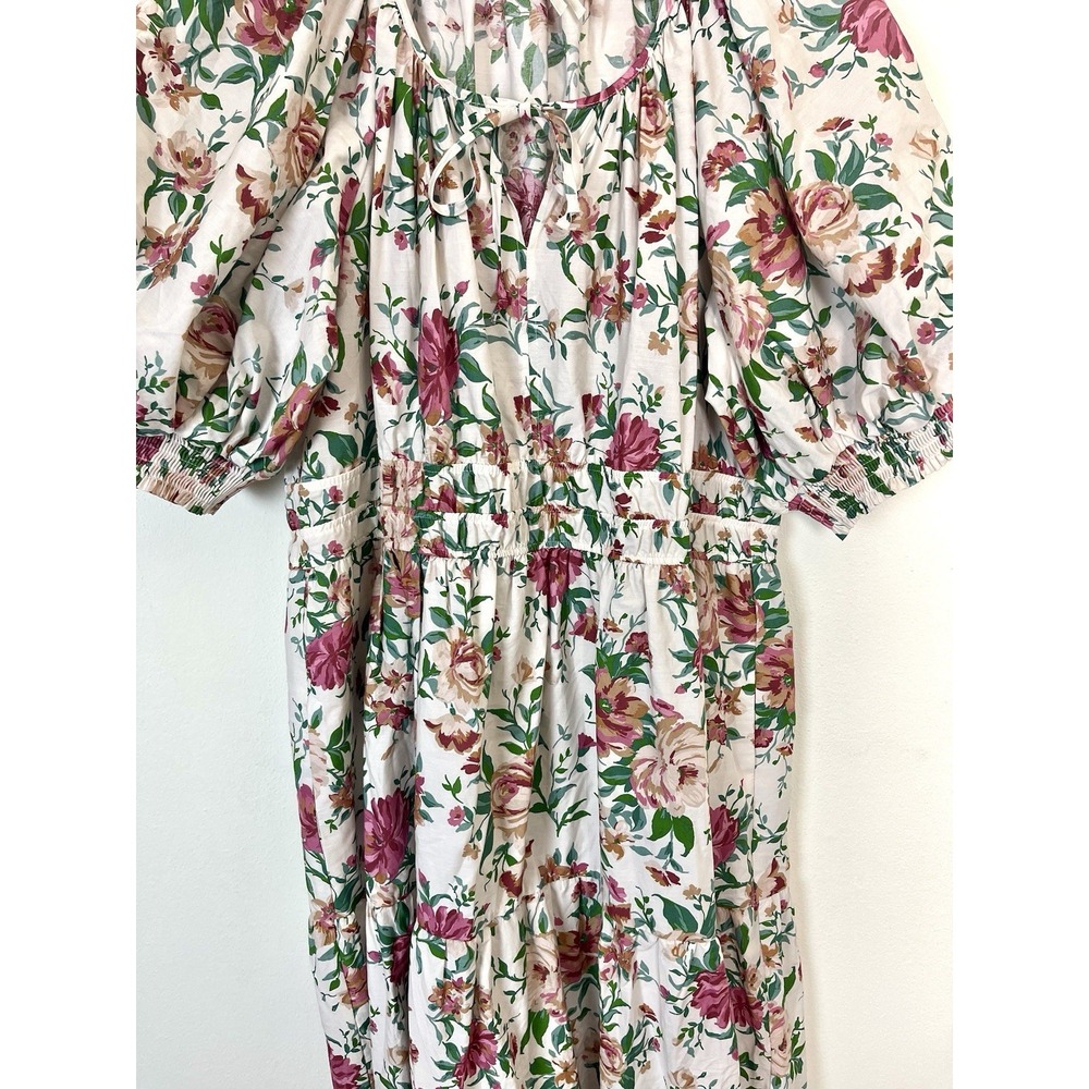 ANTHROPOLOGIE Somerset Puff Sleeve Floral Maxi Dress Cottage Natural XL - Picture 13 of 16
